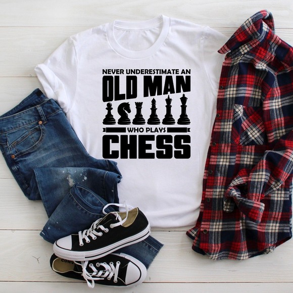 Never Underestimate An Old Man Who Plays Chess Shirt, Chess Shirt, Chess Player - Picture 1 of 2